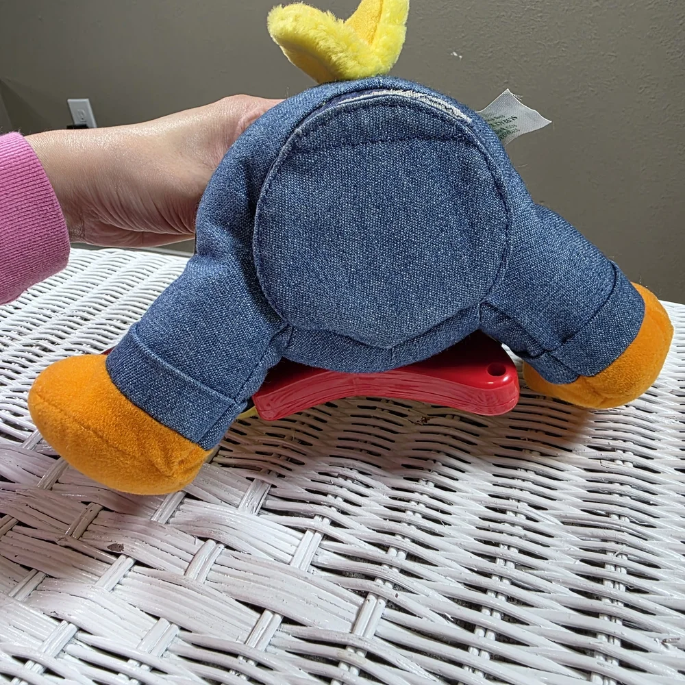 1999 Tyco Plush Rock And Roll Big Bird Toy with Guitar Yellow Black Still Works!